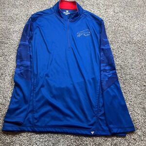 Buffalo Bills Fanatics Quarter Zip Pullover Jacket Mens L Blue‎ NFL Team Apparel